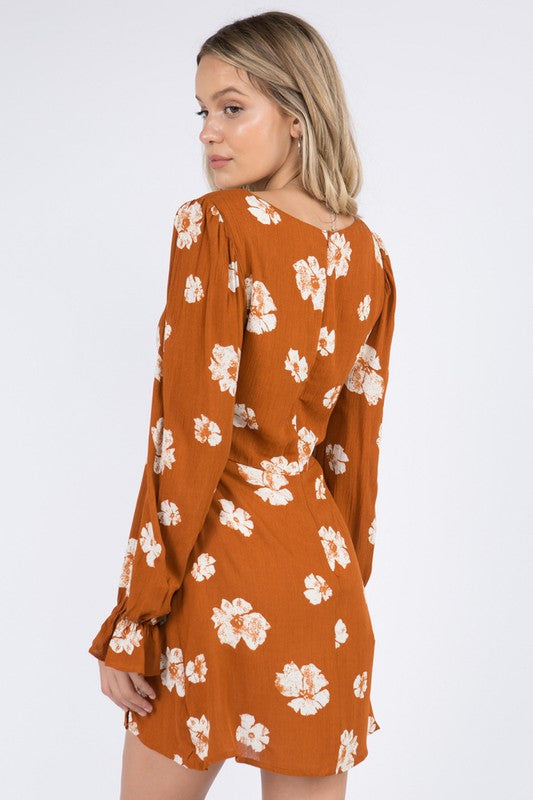 Square Neck Floral Dress