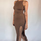 Ribbed Slit Dress