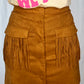 Camel Fringe Mini Skirt