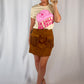 Camel Fringe Mini Skirt